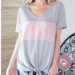 Pretty Pink Glitter Color block Top